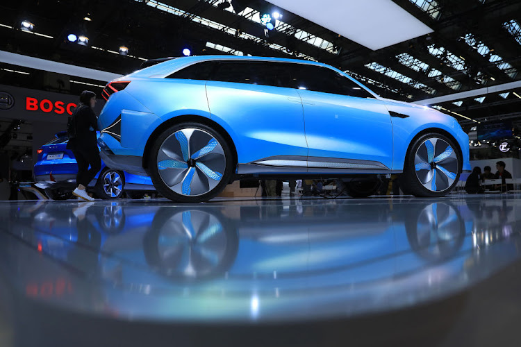 A WEY-X electric SUV, manufactured by Great Wall Motors, sits on display on the opening day of the Frankfurt Motor Show in Frankfurt, Germany, on Tuesday, September 10 2019.