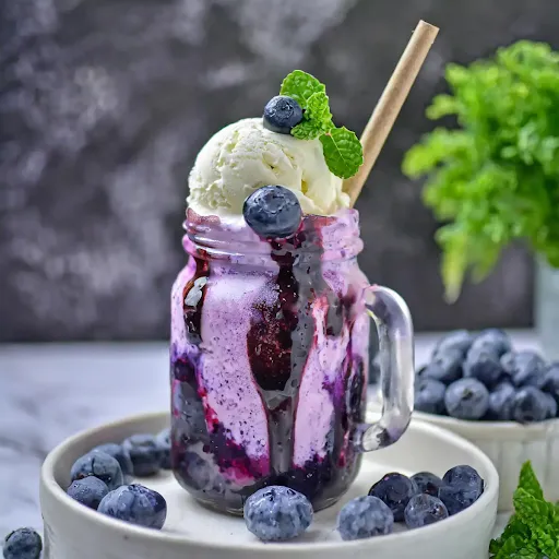 Blueberry Cream Ice Cream Soda [450 Ml, Mason Jar]