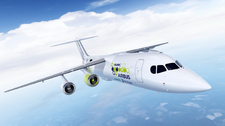 An artists’ impression of the new E-Fan X hybrid electric aircraft which could help to reduce the global aviation sector’s rapidly-increasing climate gas emissions. The project is a joint venture between Airbus, Rolls Royce and the Siemens technology group.