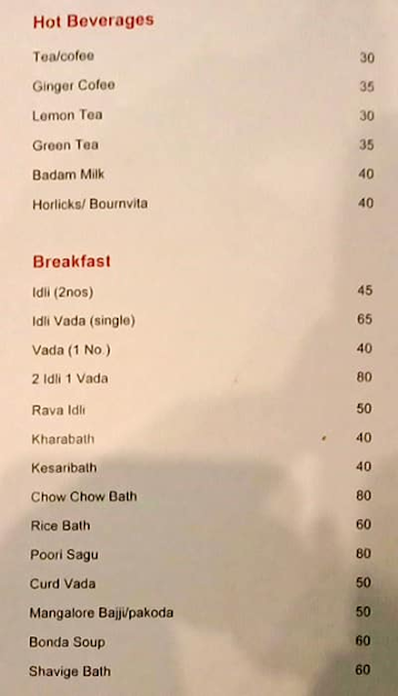 Sri Udupi Food Hub menu 