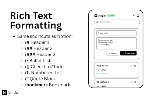 Not.io - Notes to Notion screenshot 2