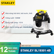 Máy Hút Bụi Gia Đình 3 Chức Năng Hút Bụi Khô/ Hút Nước/Thổi15 Lít Stanley Sl19301 - 4B 1.300W - 1.8Hp - Hàng Chính Hãng