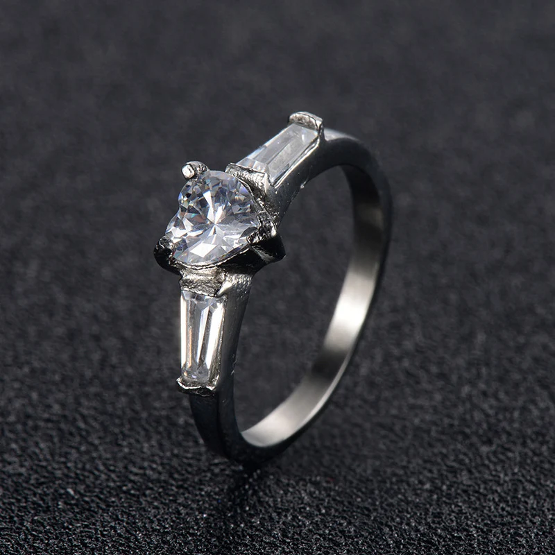 Title 1, Dames hartvormige diamanten ring, roestvrijstal...