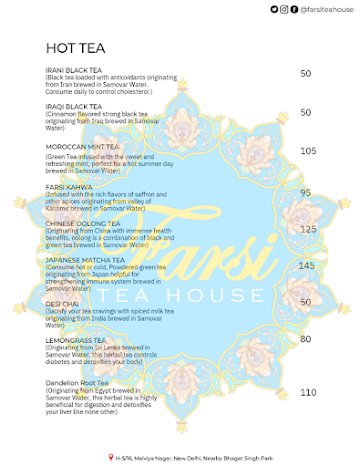 Farsi Tea House menu 