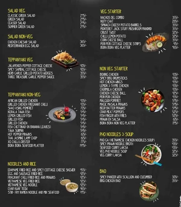 Bora Bora menu 