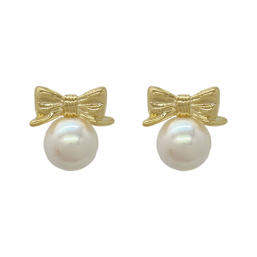 Title 4, Exquisite Mini French Vintage Pearl Bow Stud Ea...
