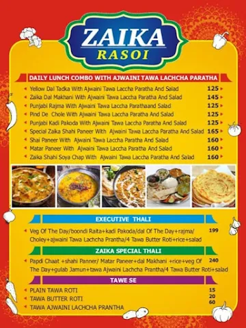 Zaika Rasoi menu 