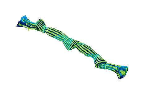 BUSTER Colour Squeak Rope, blue/lime, medium, 35 cm