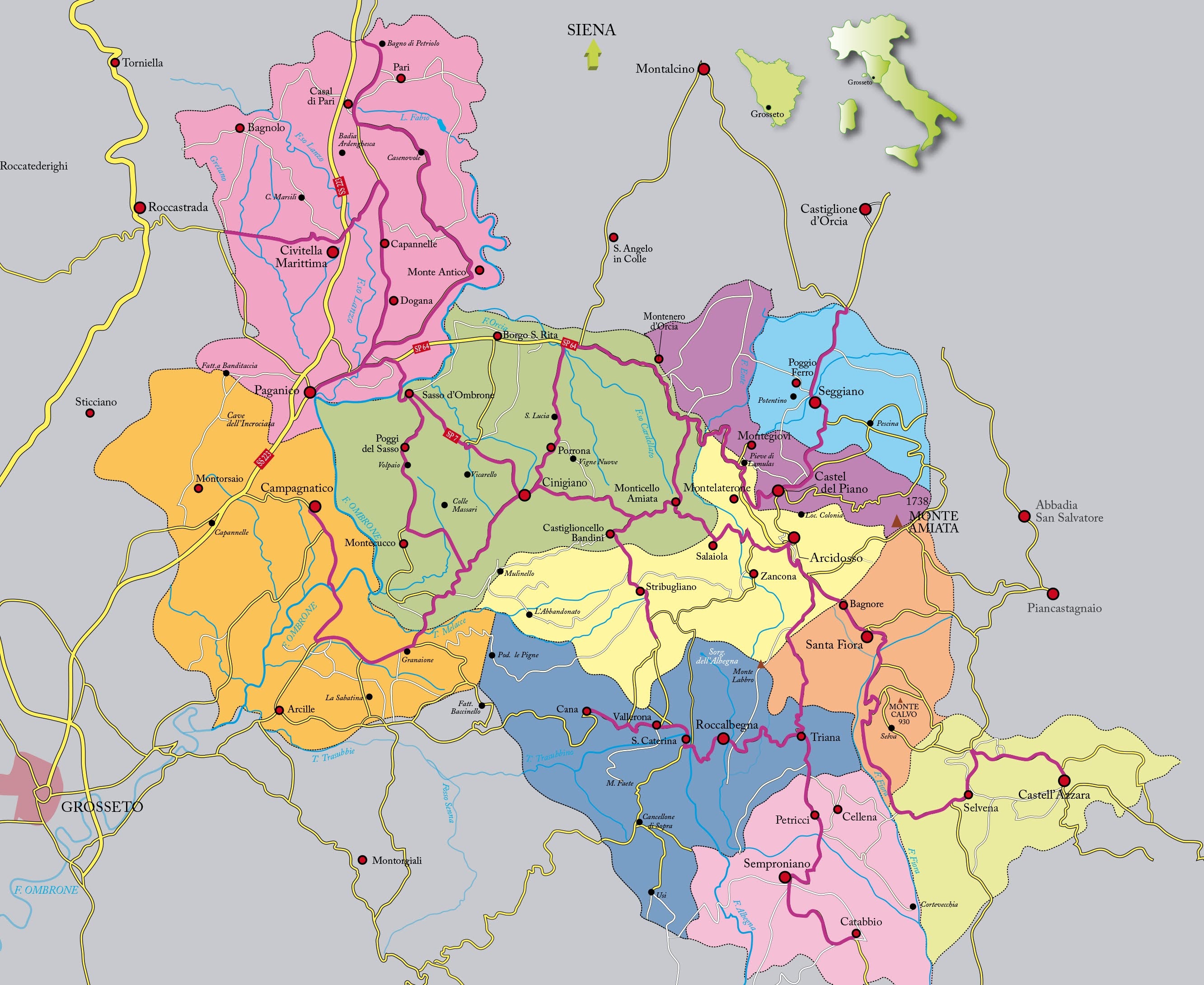 Mappa Strada del Vino Montecucco e dei Sapori dAmiata