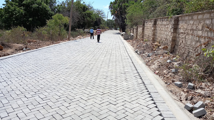 The completed Diani-Kongo mosque cabro road in Diani, Kwale county, April 9, 2022.