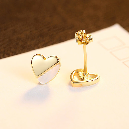 Title 5, S925 Sterling Silver Simple Love Heart-shaped E...
