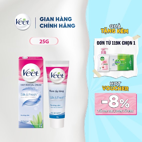 [Shopee Outlet] Kem Tẩy Lông Cho Da Nhạy Cảm Veet Silk Fresh 25G