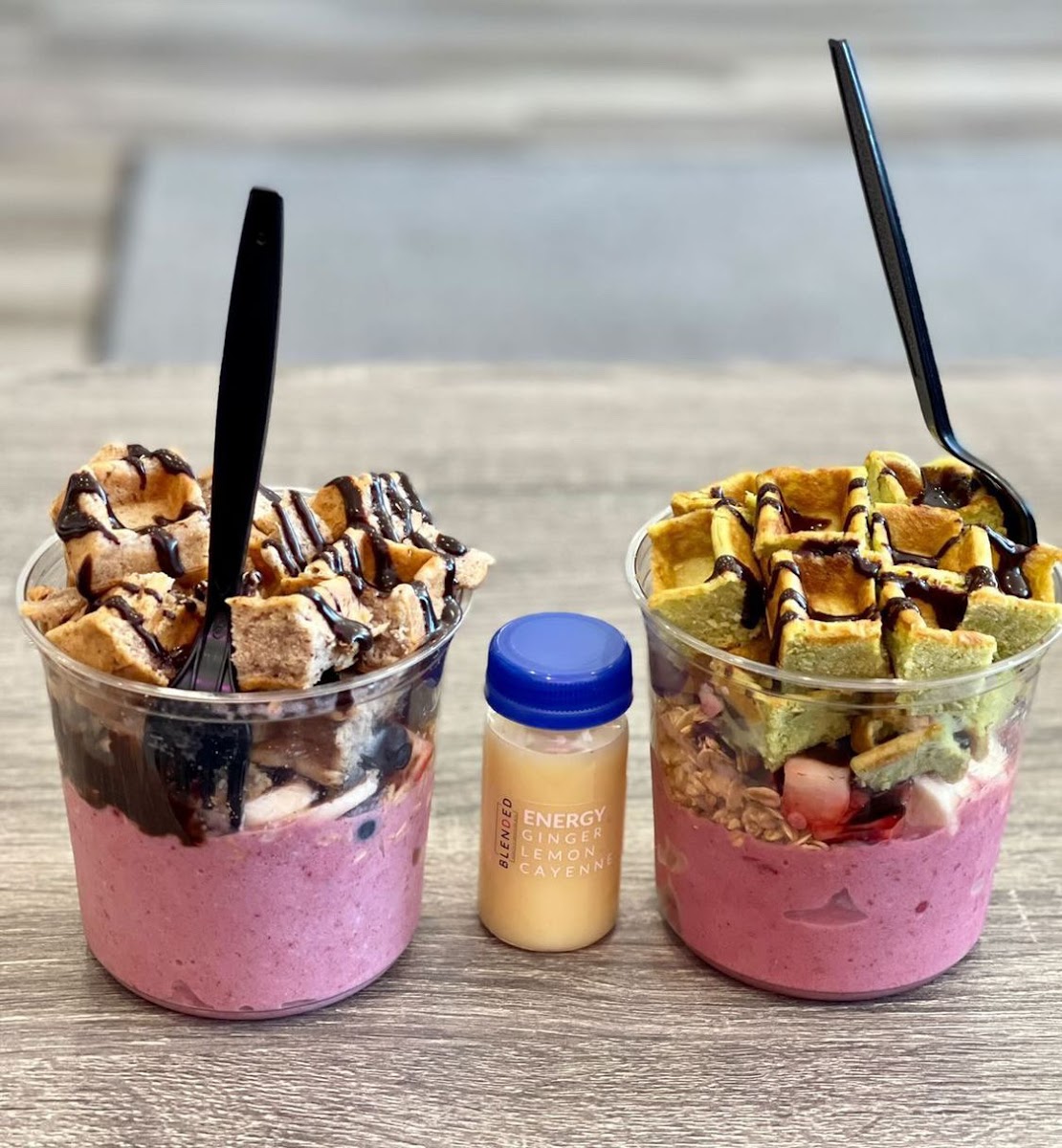 Smoothie Bowls (GF) with Waffle Toppers (GF)