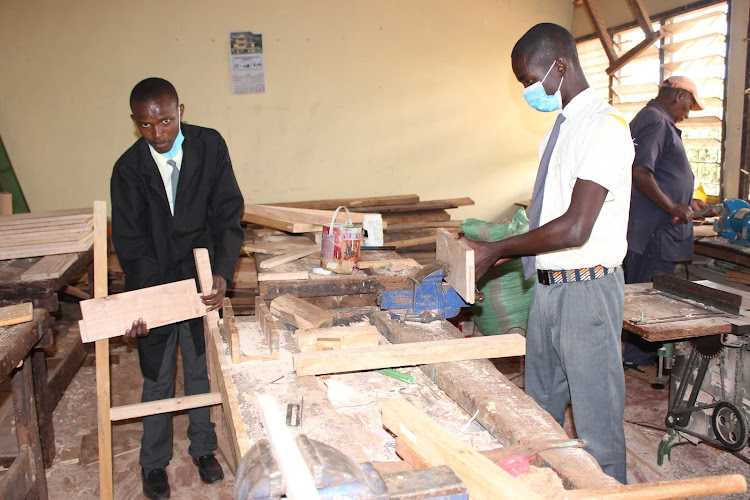 Students in a workshop at Murang'a School for the Deaf.