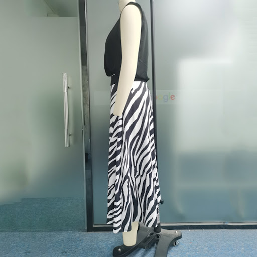 Title 5, V Neck Casual Suit Printed Zebra Pattern Skirt