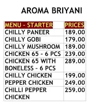 Aroma Biryani menu 1