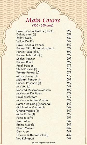 Amritsar Haveli menu 