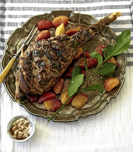 Roast leg of lamb with spiced yoghurt