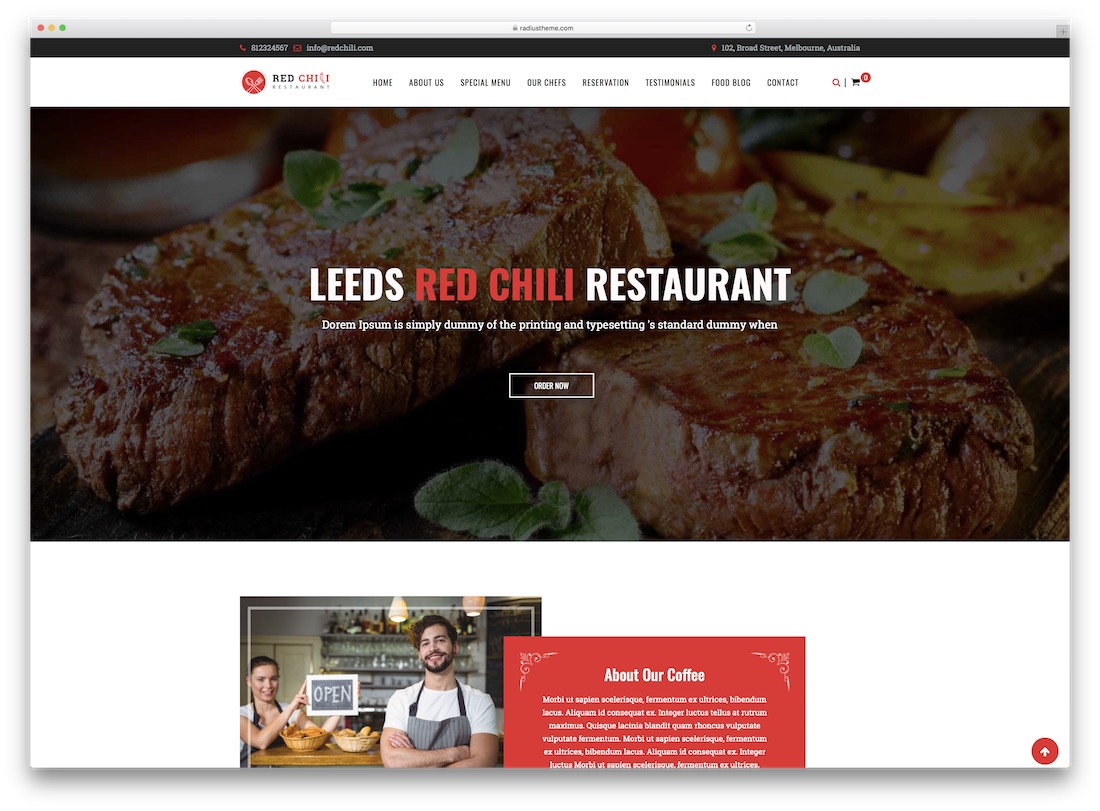 tema de wordpress de catering de redchili