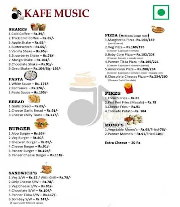 Kafe Music menu 