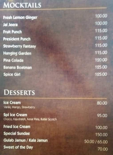 Mezbaan Restaurant menu 