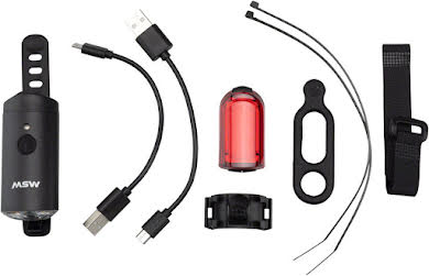 MSW Tigermoth 500 USB Lightset, 500 Lumen Headlight and 20 Lumen Taillight, Black alternate image 1