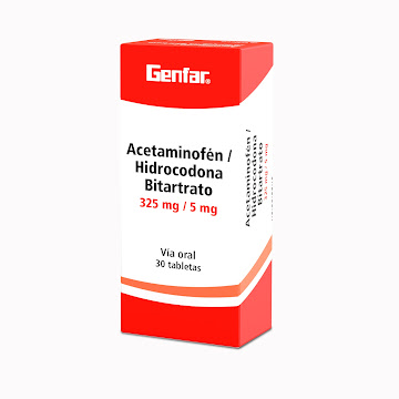 Acetaminofén + Hidrocodona Bitartrato Genfar 325mg/5mg Caja x 30 Tabletas  