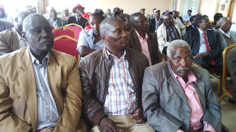 Former councillors during a Kenya Former Councillors Association meeting in a Nyeri town hotel on Friday