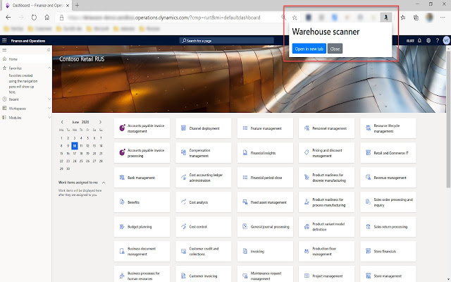 Dynamics 365 F&O warehouse scanner chrome extension