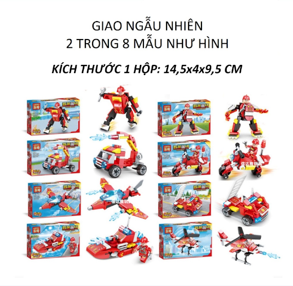 Set 8 Hộp Le.go Lắp Rắp Siêu Nhân Cứu Hỏa, Le.go Lắp Ráp Lính Cứu Hộ, Anh Hùng Cứu Hỏa Cho Bé Trai