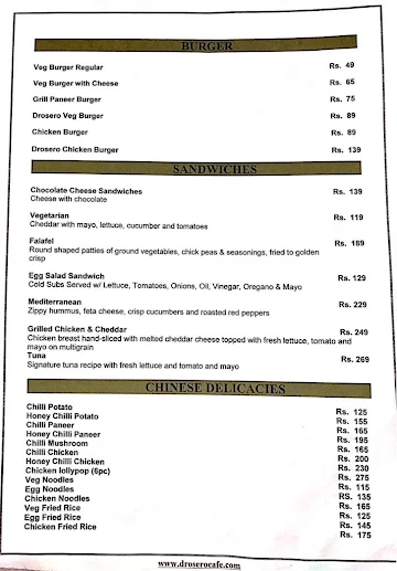 Drosero Cafe & Restro menu 