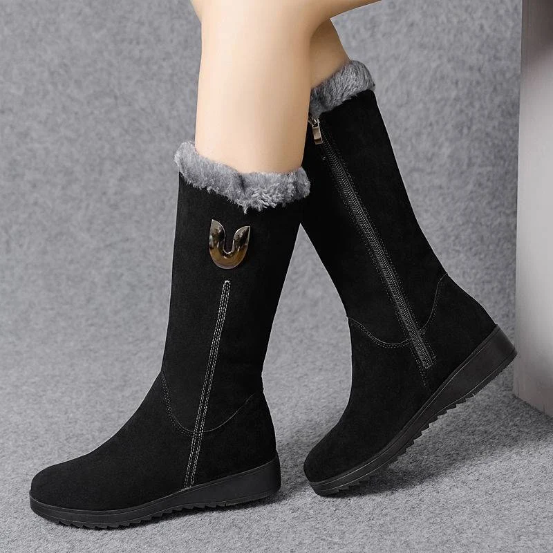 Botas de mujer medianas de algodón grandes, cálidas y antideslizantes. Disfruta del invierno con comodidad y seguridad, ideales para cualquier actividad.
