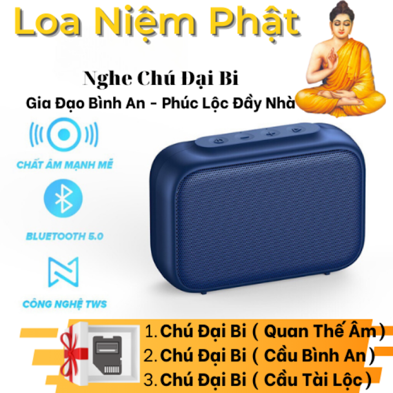 Loa Bluetooth Kết Hợp Niệm Phật - Công Suất 5W Ghép Đôi 2 Loa Âm Bass Trầm Thiết Kế Nhỏ Gọn