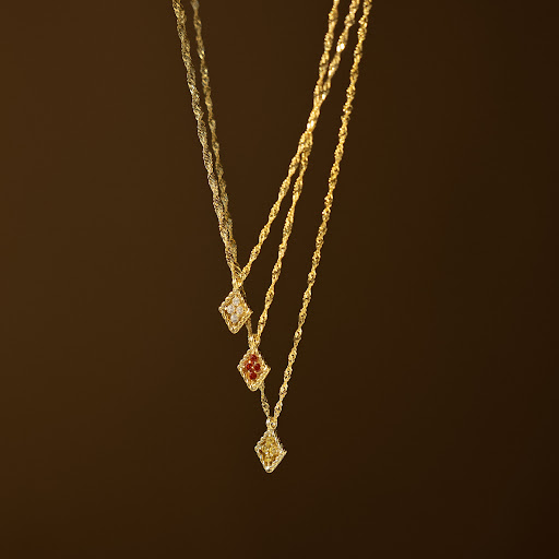 Title 9, December Birthday Stone Necklace Quadrilateral,...