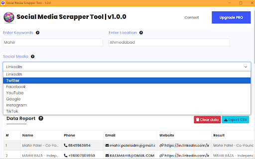 Social Media Scrapper Tool
