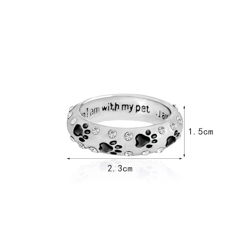Title 3, Diamanten ring met pootafdruk voor huisdieren. ...