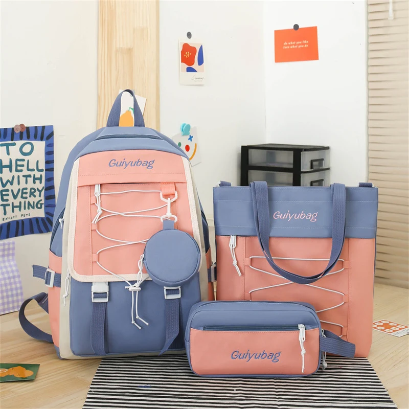 3-delige schooltas studenten rugzak set tas, lunchbox en etui Sterk en ruim voor boeken en schoolspullen