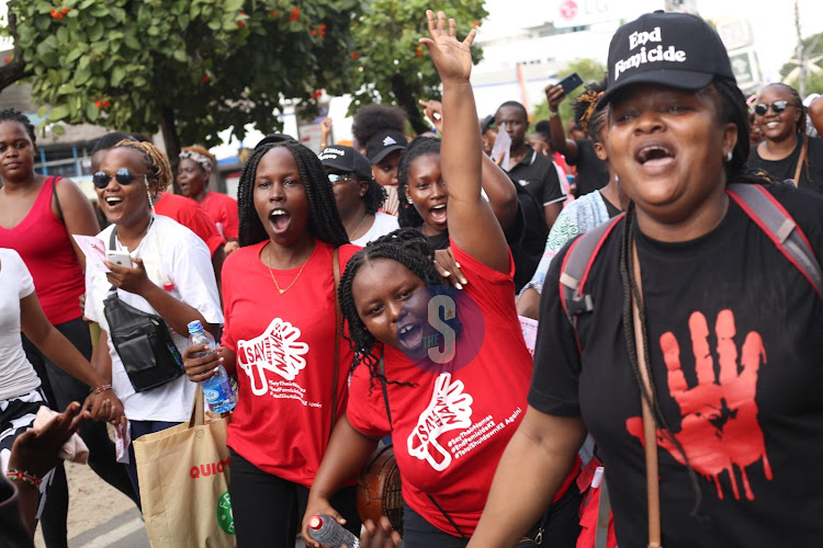 March against femicide on the Mombasa streets that started from Moi Avenue streets (Mapembeni) to Tonoka social hall on January 27, 2024.