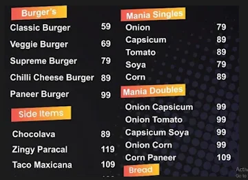 The Pizza Empire menu 