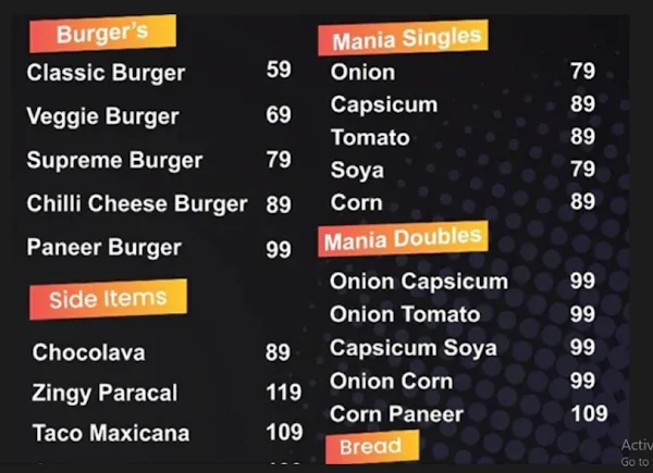 The Pizza Empire menu 