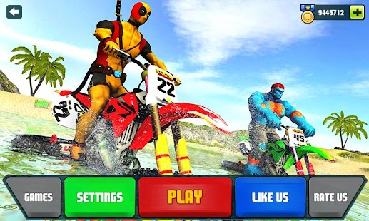 Superhero Water Surfer Bike Racing: Beach Racer 1.0 APK + Mod (Uang yang tidak terbatas) untuk android