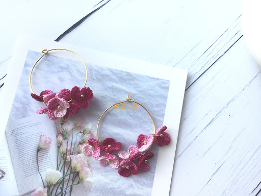 Title 8, Mengling Flower Big Earring Micro Hook Jewelry ...