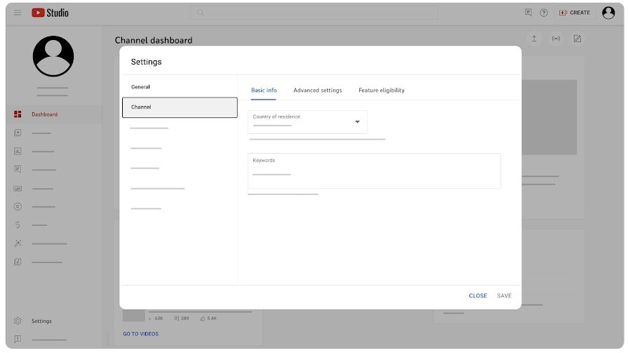 image shows how the channel settings page looks like