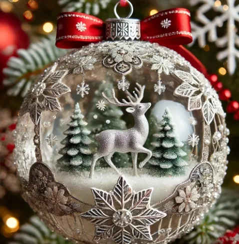 3D Masal Gezegeni Noel Süsü, ağacınız için büyülü bir sahne yaratın. Tatiller için mükemmel ve eşsiz bir hediye.