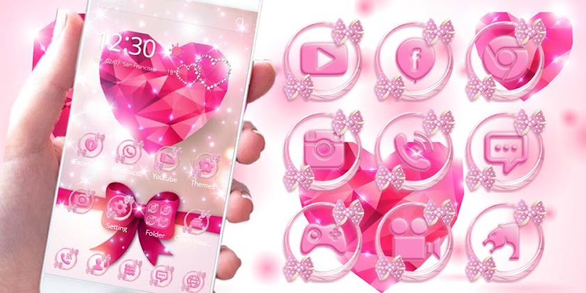 Pink Diamond Theme Heart Stone Screen 3