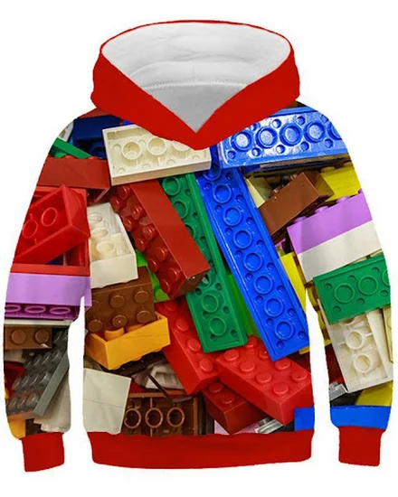 Cool Building Block 3D Print Boys Casual Pullover Hooded ... - 2