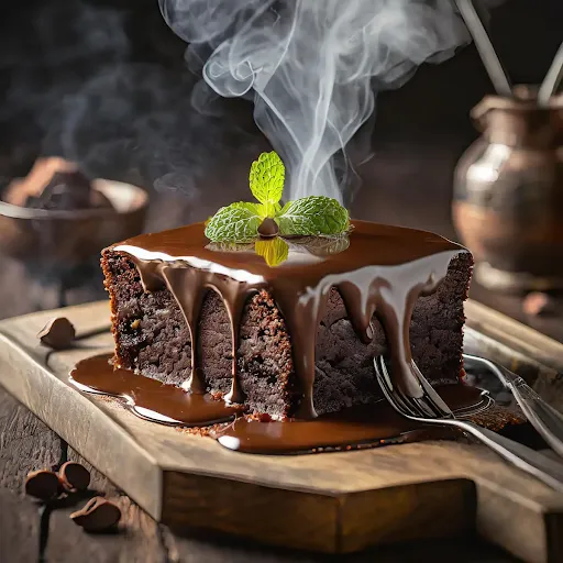 Hot Chocolate Brownie With Chocolate Syrup