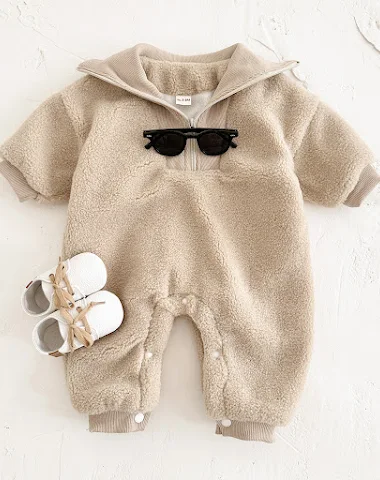 Effen kleur pluche jumpsuit voor jo - 1