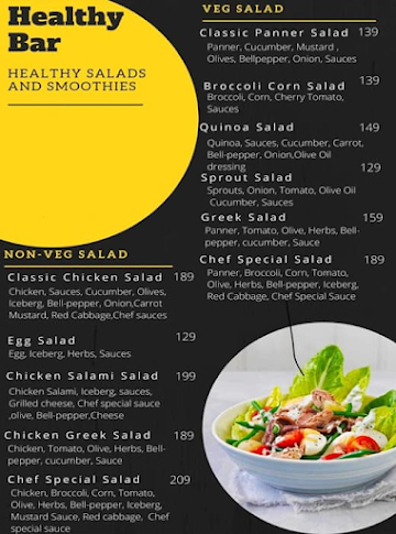 Healthy Bar menu 