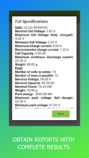 Strumenti del pacco batteria - Schermata di progettazione e analisi